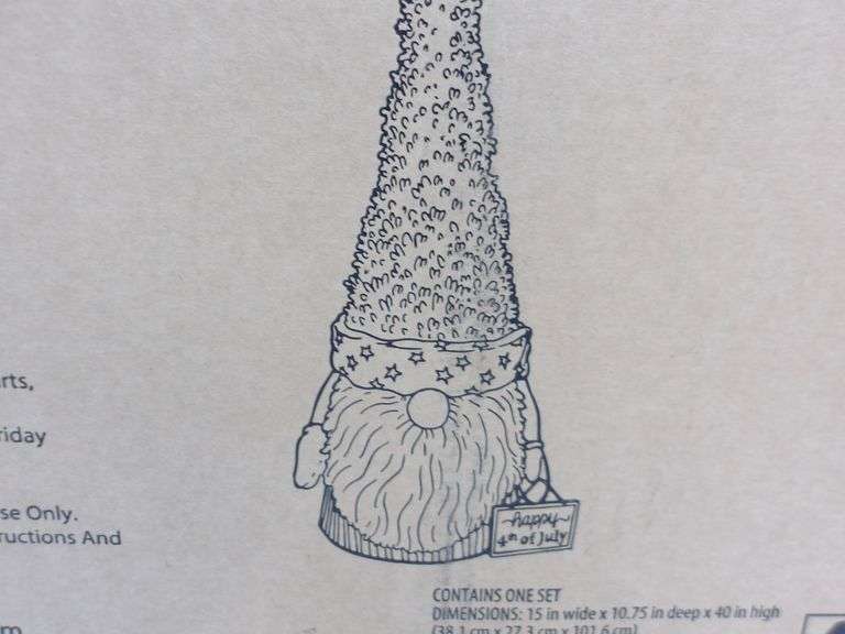 NEW Member's Mark Pre-Lit 40" Indoor/Outdoor Gnome Topiary! (4C)
