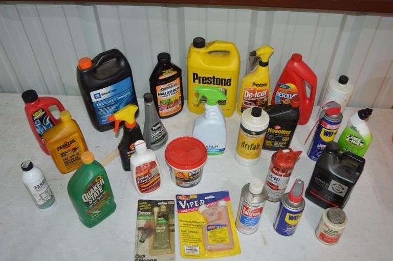 ASSORTED CHEMICALS, CLEANERS & MORE - FROM PARTIALLY FULL TO FULL