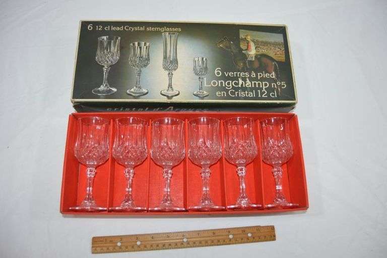 SET OF 6 VINTAGE CRISTAL D'ARQUES LEAD CRYSTAL WINE GLASSES IN EXCELLENT CONDITION