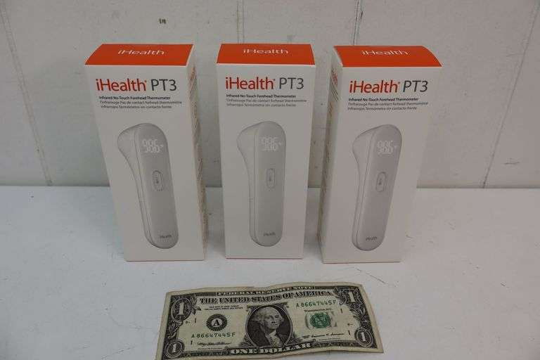 NEW Lot of THREE iHealth PT3 Infared No-Touch Forhead Thermometers! Includes batteries! (15B)