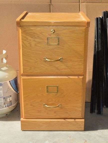 WOODEN FILE CABINET - 28" T x 16" W x 17" D