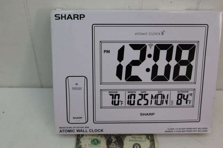 NEW Sharp Atomic Wall Clock w/Wireless Outdoor Sensor! (9B)