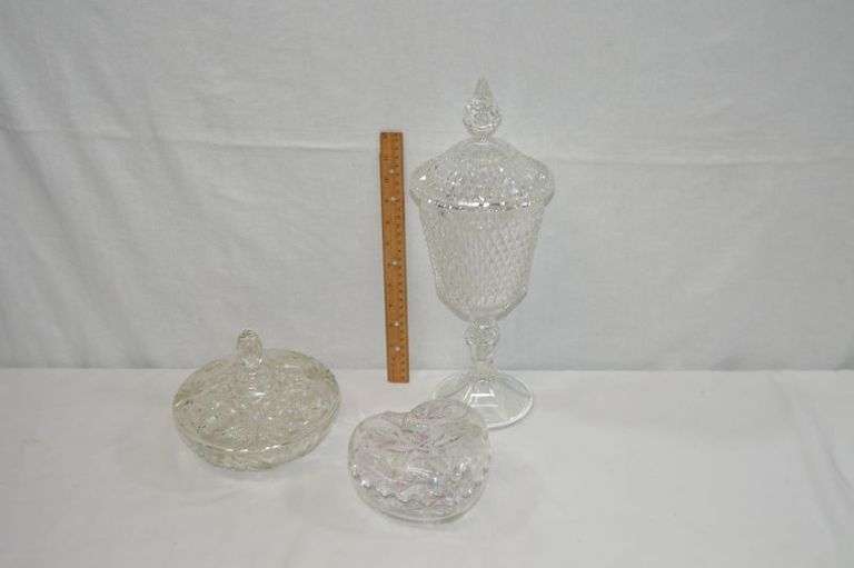 VINTAGE COVERED GLASS DISHES