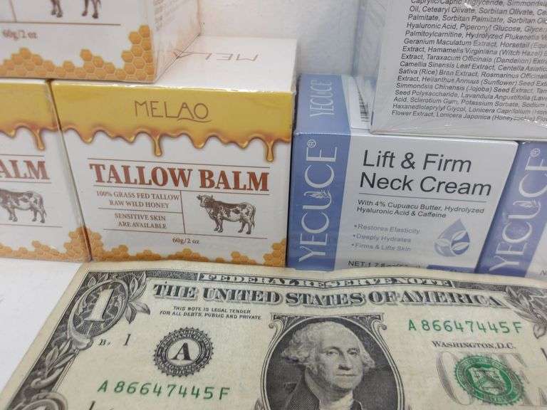NEW Lot of THREE Jars of Melao 2oz Beef Tallow Balm & THREE Jars of Lift & Firm Neck Cream! (5C)