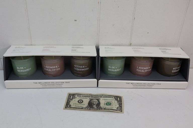 NEW Lot of TWO "The Wellness Trio" 3-PIECE Candle Sets! (3B)
