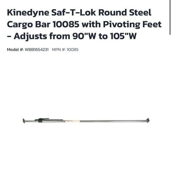 NEW Kinedyne Saf-T-Lok 89"-105" Adjustable Cargo Bar w/Pivoting Feet! (W1)