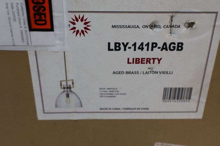 NEW "Liberty" Aged Brass Hanging Light Fixture! (6A)