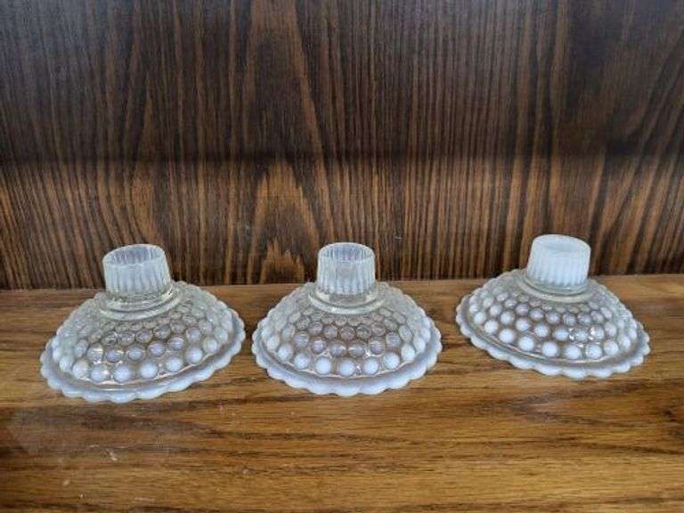 Trio of Fenton Candle Stick Holders. ~ cash only ~ .  (1A)