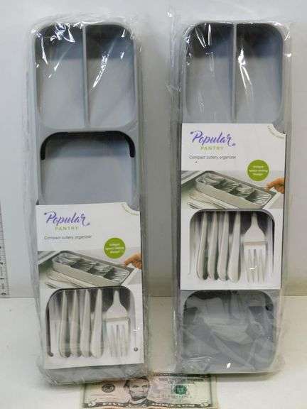 (2) Popular Pantry Compact Cuttery Organizers - New in Package