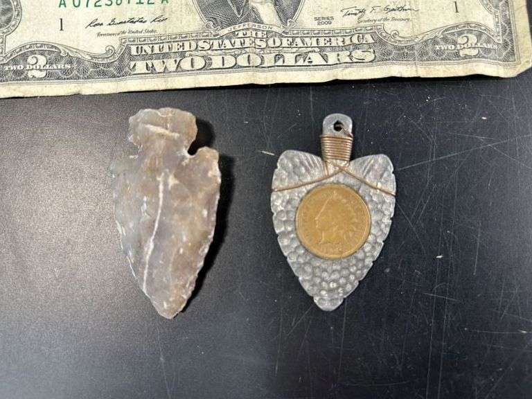 1908 Indian Head Arrow Head & Stone Arrow Head!