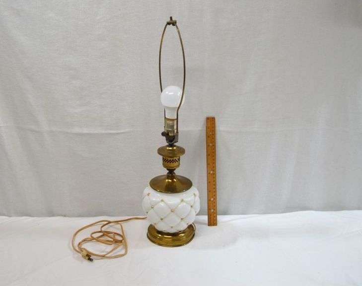 DECORATIVE BRASS & MILK GLASS LAMP