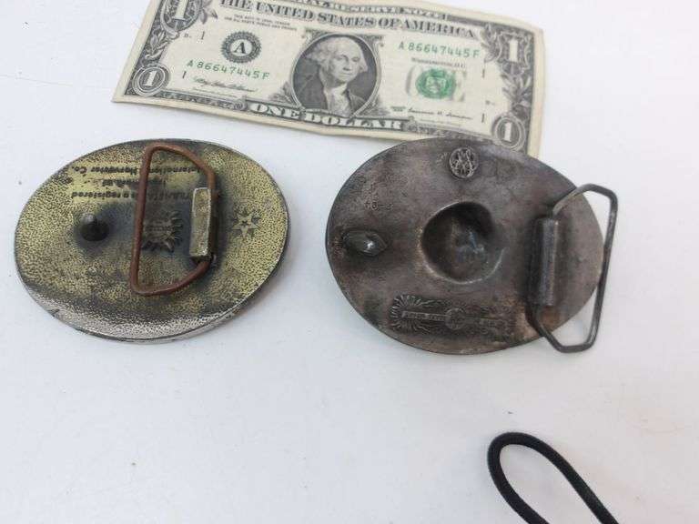 Neat Lot of TWO Vintage Brass Belt Buckles! (9C)