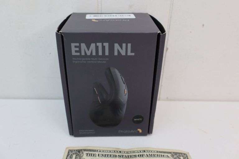 NEW EM11 NL Rechargeable Multi-Device Ergonomic Vertical Mouse! White. (12B)