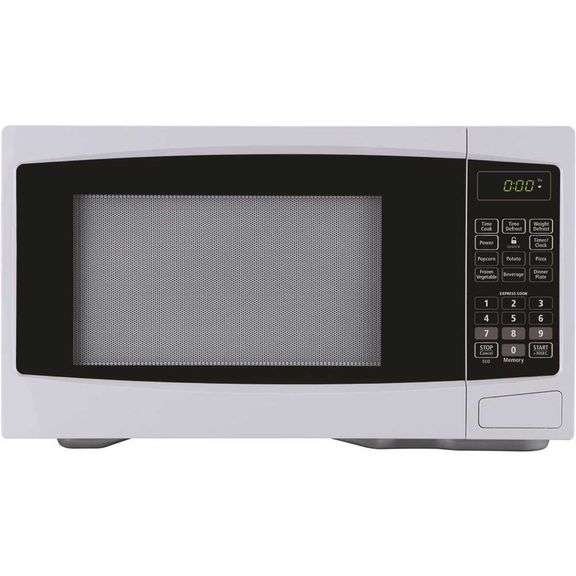 NEW Seasons 1.1 cu ft Microwave! White. (14D)