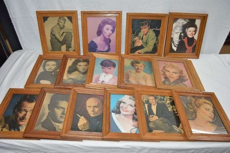 LARGE AMOUNT OF FRAMED MOVIE STAR PICTURES. THESE SEEM TO BE FROM MAGAZINES & NOT REAL SIGNATURES