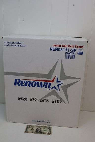 NEW 12-ROLL Case of Renown Jumbo Roll Bath Tissue! (4A)