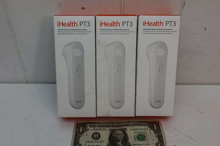 NEW Lot of THREE iHealth PT3 Infared No-Touch Forhead Thermometers! Includes batteries! (3B)