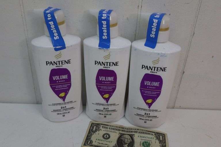 NEW Lot of THREE Large 17.9oz Pump Bottles of Pantene Pro-V 2in1 Shampoo+Conditioner! (6B)