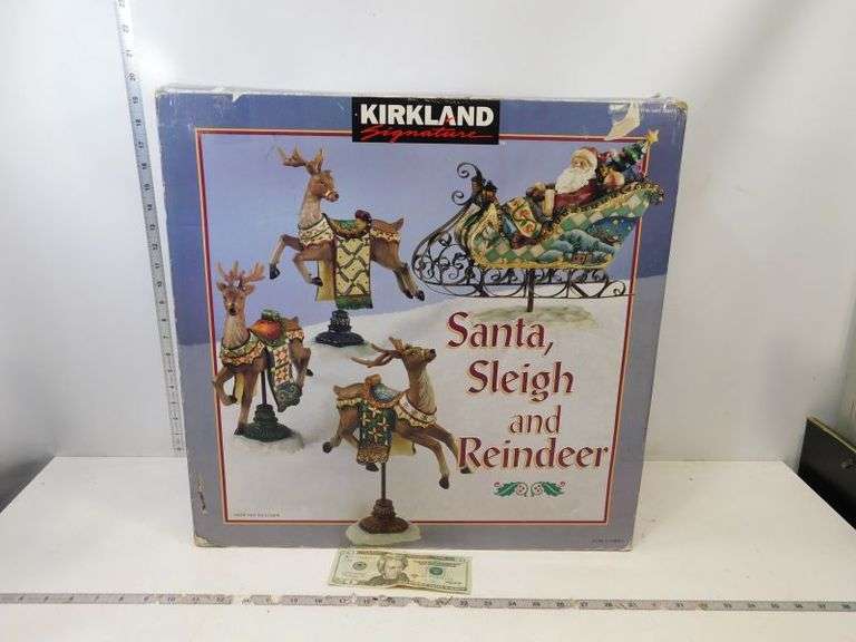 Santa Sleigh & Reindeer Home Décor - Kirkland Brand- In Box
