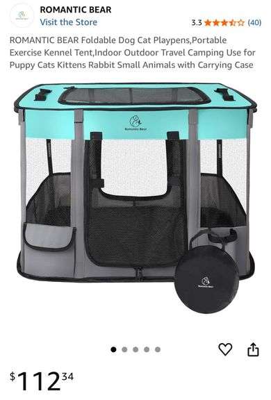 NEW Romantic Bear Portable Pet Playpen! (6D)