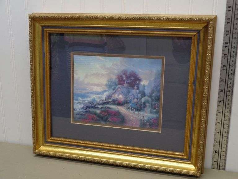 Nice, THOMAS KINKADE Print framed and matted under glass.
