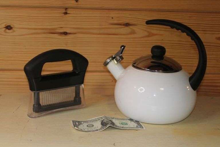 It's that time of year for a Meat Tenderizer with 16 Blades and a White Luna Whistling Tea Kettle.   R417