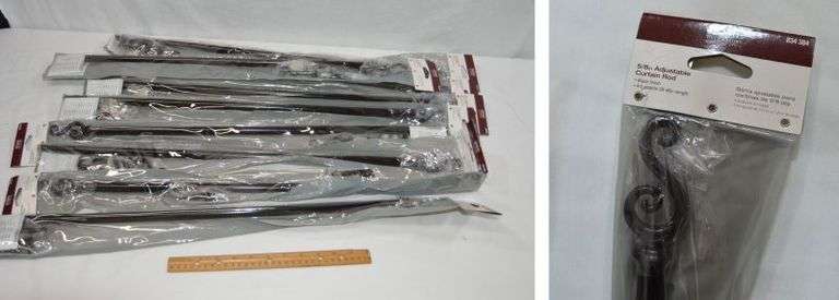 9 DECORATIVE CURTAIN RODS - 38" TO 48"