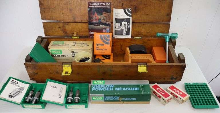 Nice Vintage Ammo Crate FULL of Assorted Reloading Tools & Supplies!! (10D)