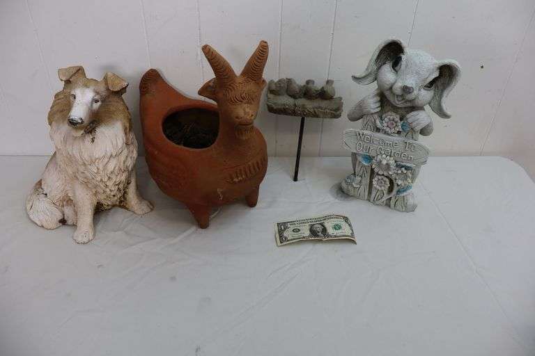Lot of Assorted Garden Statues & Neat Goat Planter! (13D)