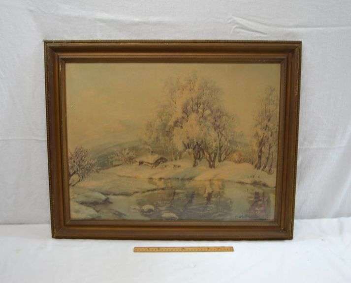 VINTAGE FRAMED OIL PAINTING - LOOKS LIKE SIGNED BY C WESTCHILOFF