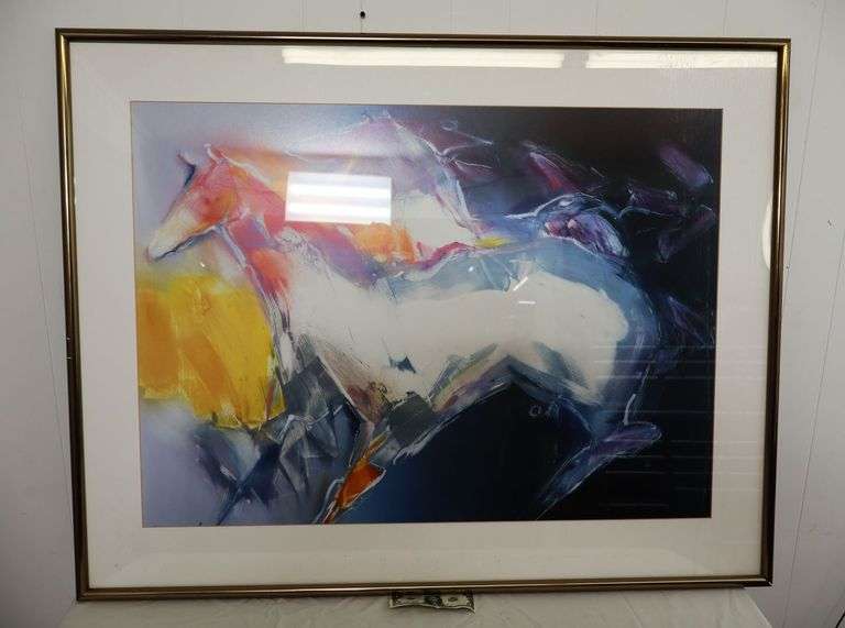 *LARGE* Beautiful Framed Abstract Horse Wall Art! 50x39 (PW)