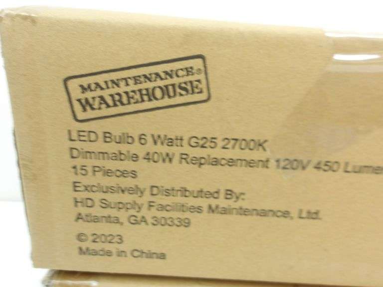 NEW Lot of TWO 15-Count Cases of Maintenance Warehouse 40W Dimmable LED Light Bulbs! (7B)