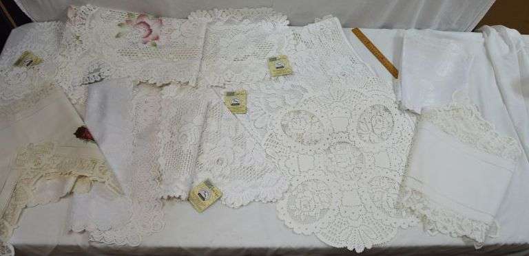 LACE TABLE RUNNERS & DOILIES - SEVERAL ARE NEW