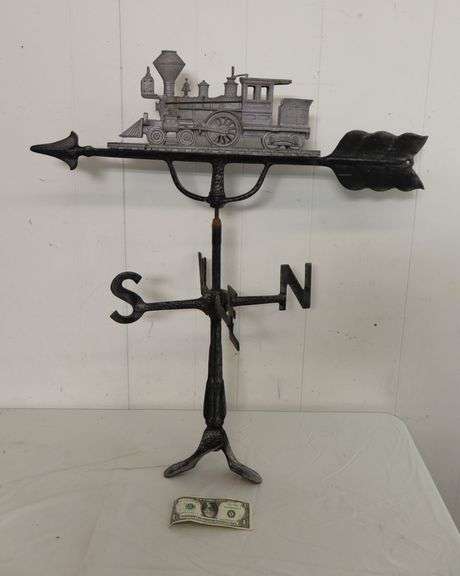 Awesome Vintage Cast Aluminum Train Weathervane! 33" Tall! Nice! (11A)