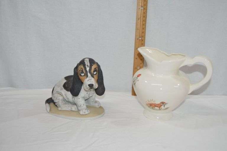 CUTE DOG FIGURINE & SMALL PITCHER