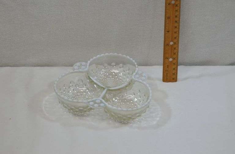 FENTON MOONSTONE RELISH DISH