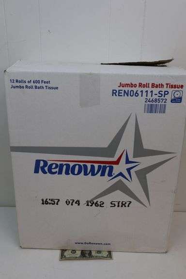 NEW 12-ROLL Case of Renown Jumbo Roll Bath Tissue! (5A)