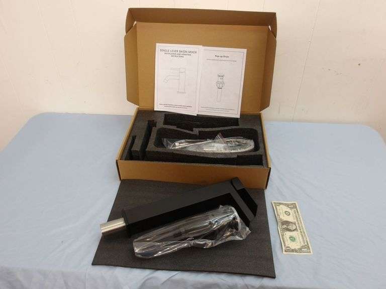 NEW Single Lever Waterfall Faucet Set w/Pop Up Drain! Matte black. (3A)