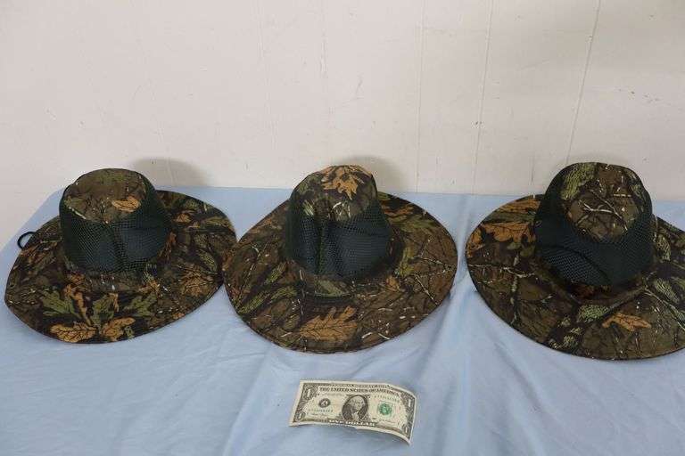 NEW Lot of THREE Adult Camo Sun Hats! (3C)