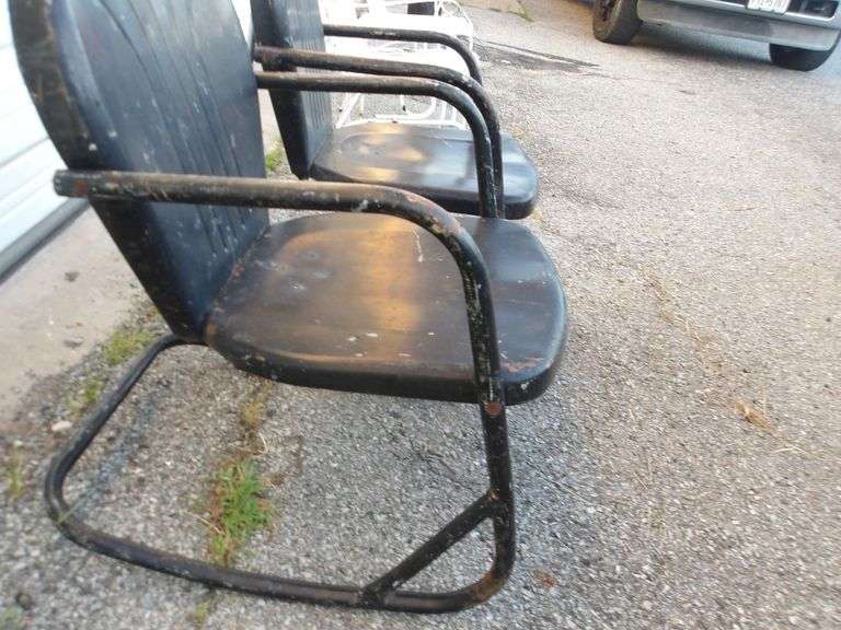 Awesome Pair of Vintage Metal Rocking Lawn Chairs! (RD)