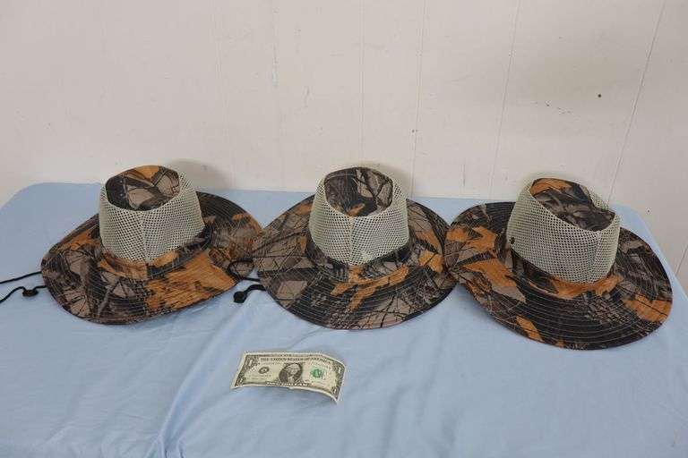 NEW Lot of THREE Adult Camo Sun Hats! (3C)