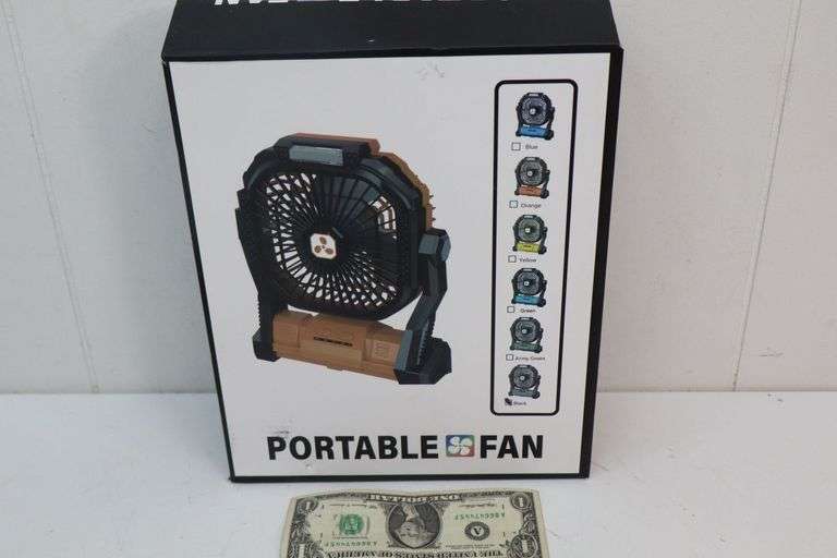 NEW Portable Rechargeable Camping Fan! Black. (1A)