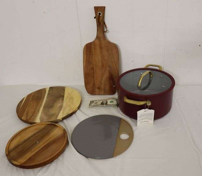 Nice Lot of Assorted Lazy Susan Servers, NEW Othello Ceramic Non-Stick 6-Quart Casserole Pot & More! (13C)