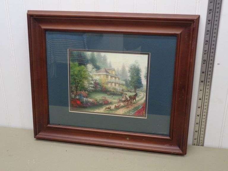 Nice, THOMAS KINKADE Print framed and matted under glass.