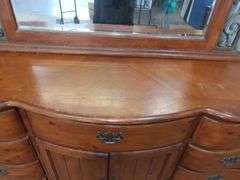 Beautiful Solid Wood Dresser w/Mirror! Some light scratching/wear on top, as shown. Good condition otherwise! 70x19x40 (RD)