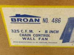 NEW Retro Broan 8" Chain Control Aluminum Wall Fan! (4B)