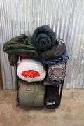 $ NICE Lot of Assorted Sleeping Bags, Air Mattresses, Tent & MORE! Coleman, Ozark Trail, ETC! All are in EXCELLENT condition! **CART NOT INCLUDED** (RD)