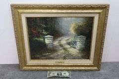 $ Gorgeous "The Autumn Gate" Oil Painting on Canvas by Thomas Kinkade 20.5" x 17.5" w/Certificate of Authenticity! (15A)