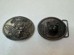 Neat Lot of TWO Vintage Brass Belt Buckles! (9C)