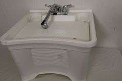Utility Sink! Faucet is broken, as shown. Missing 2 Legs. (7C)